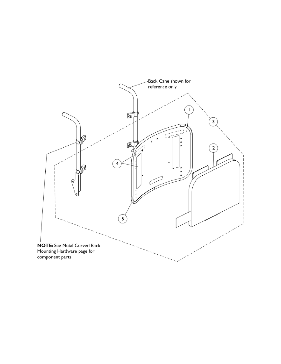 Metal curved back assembly | Invacare ESS-PTO User Manual | Page 44 / 159