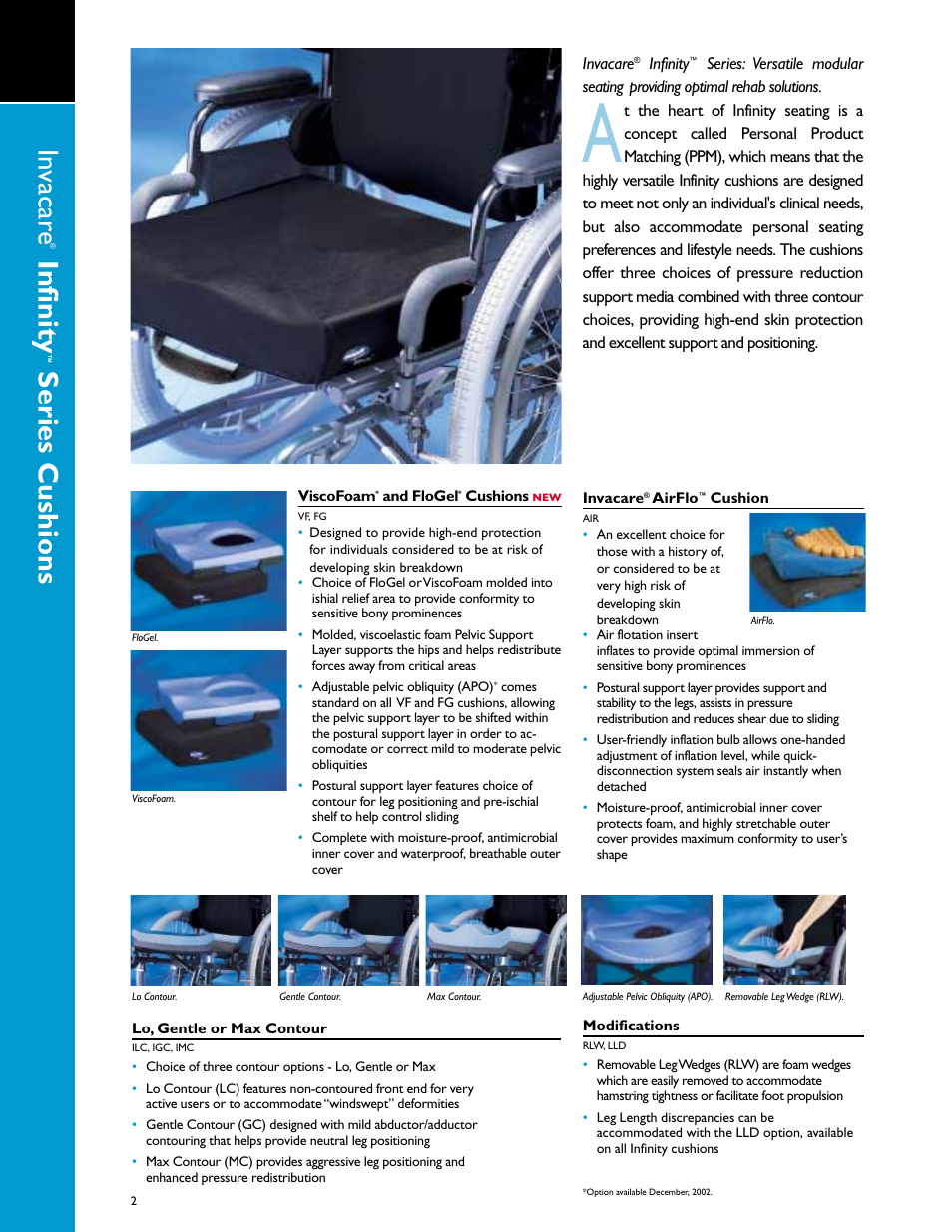 Infinity, Series cushions | Invacare Infinity Series User Manual | Page 2 / 4