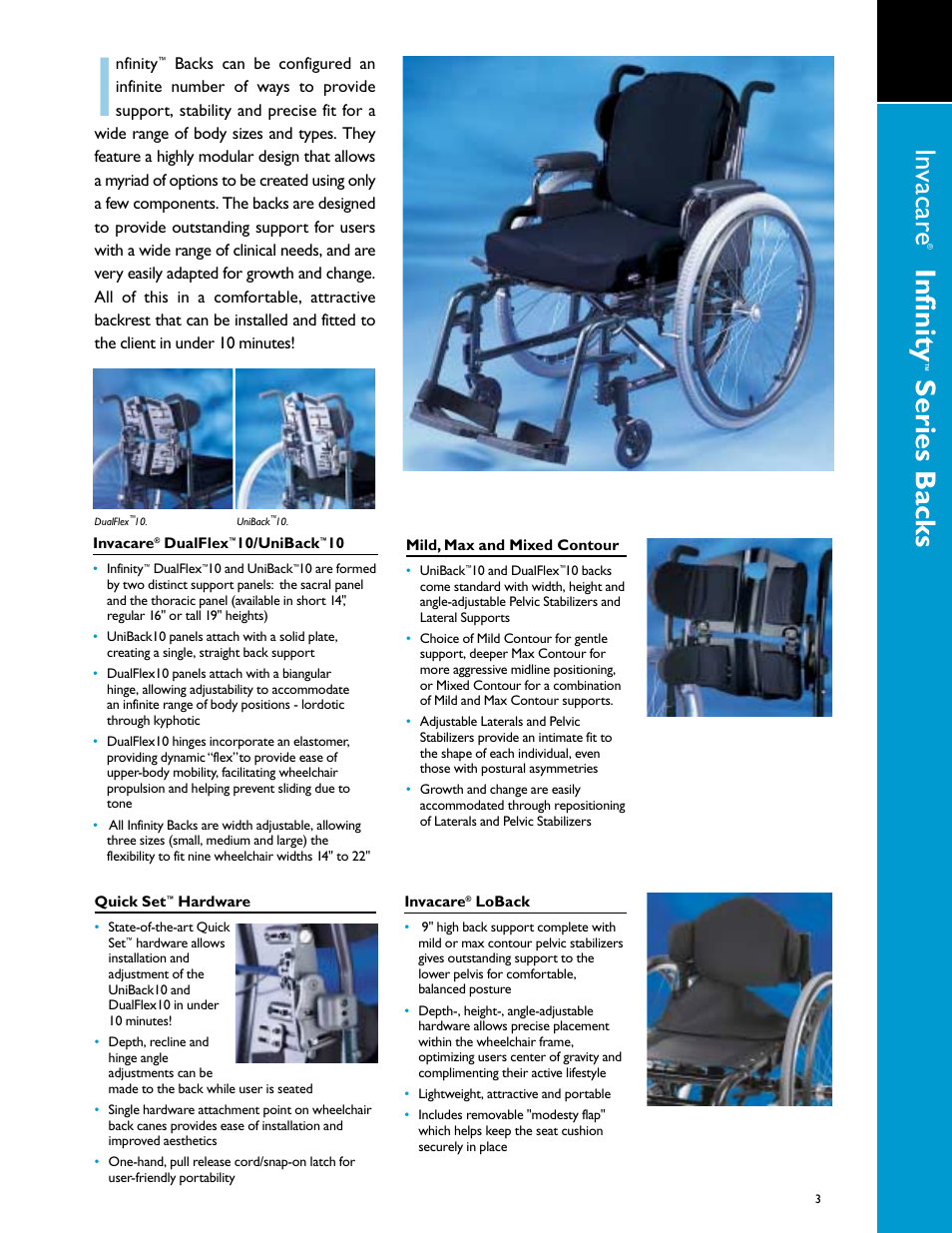 Infinity, Series backs | Invacare Infinity Series User Manual | Page 3 / 4
