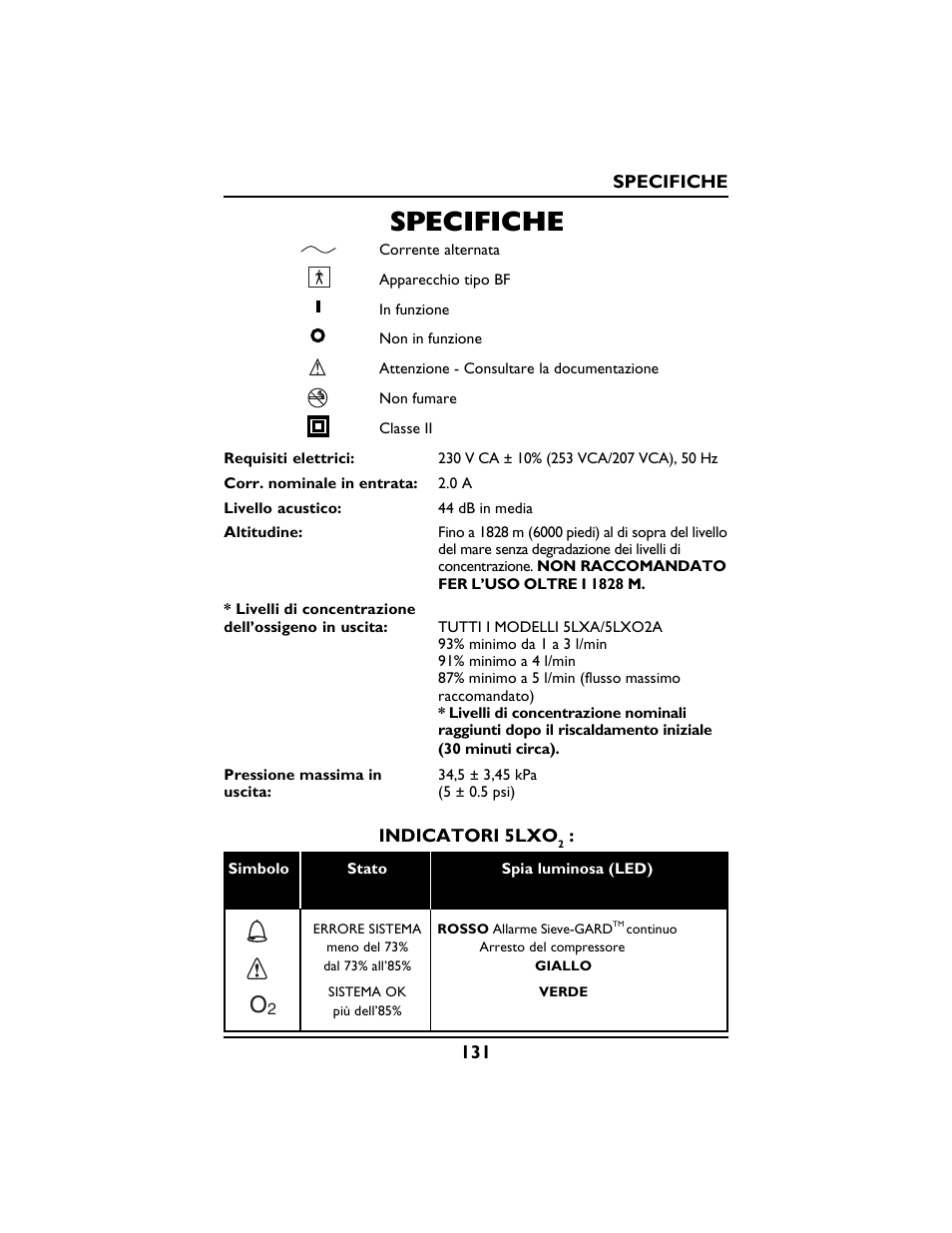 Specifiche | Invacare PLATINUM 5 User Manual | Page 131 / 148