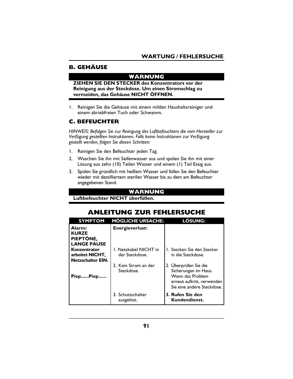 Anleitung zur fehlersuche | Invacare PLATINUM 5 User Manual | Page 91 / 148