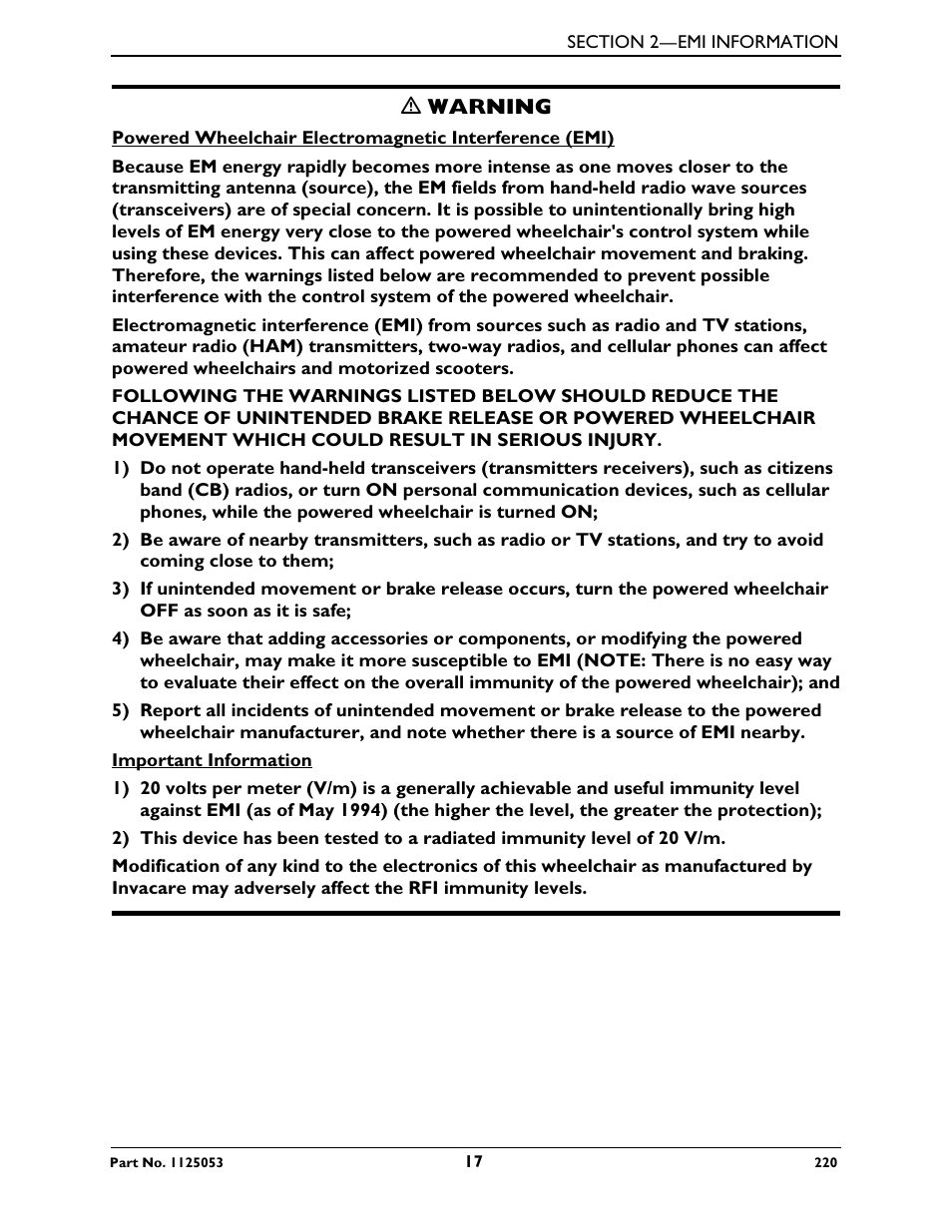 Invacare 220 User Manual | Page 17 / 52