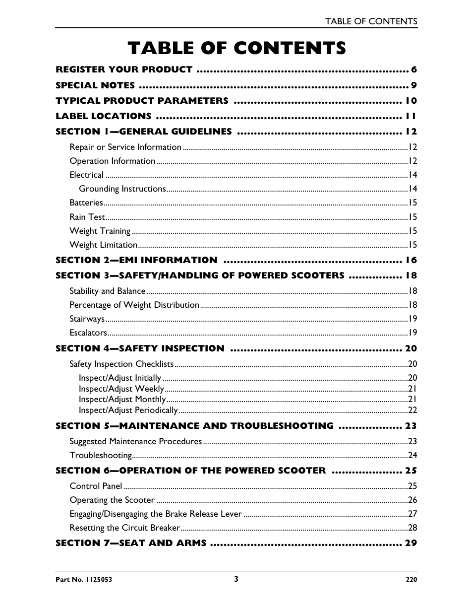 Invacare 220 User Manual | Page 3 / 52