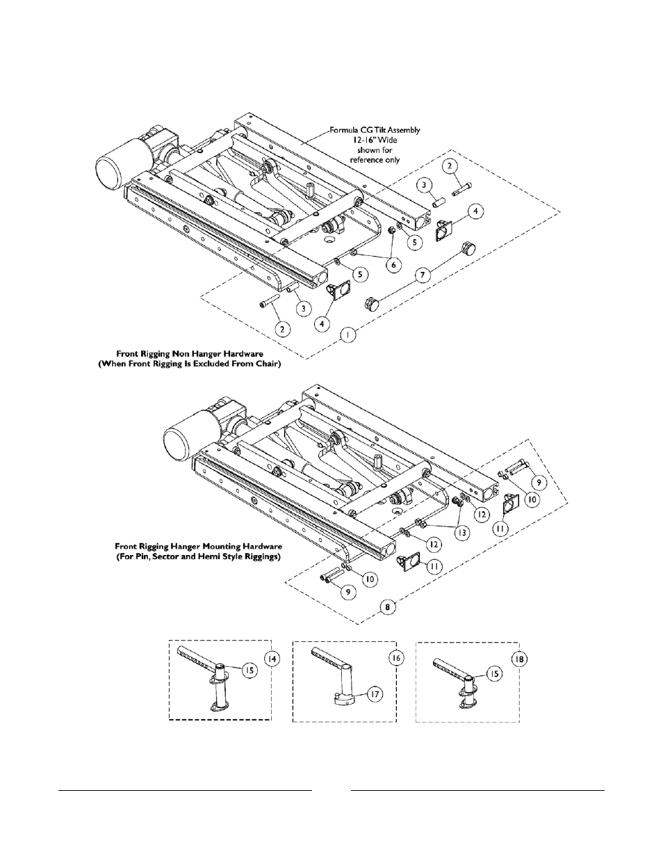 Front rigging hangers and hardware | Invacare 3G Storm Series User Manual | Page 20 / 129