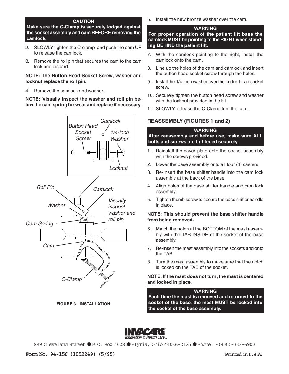 Invacare Camlock Upgrade Kit 1052250 User Manual | Page 2 / 2