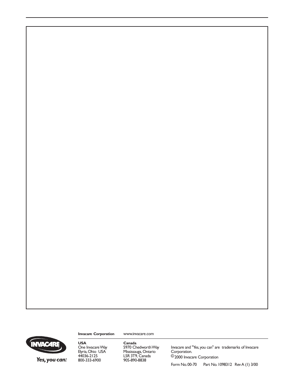 Garantie limitée | Invacare 6252 User Manual | Page 8 / 8