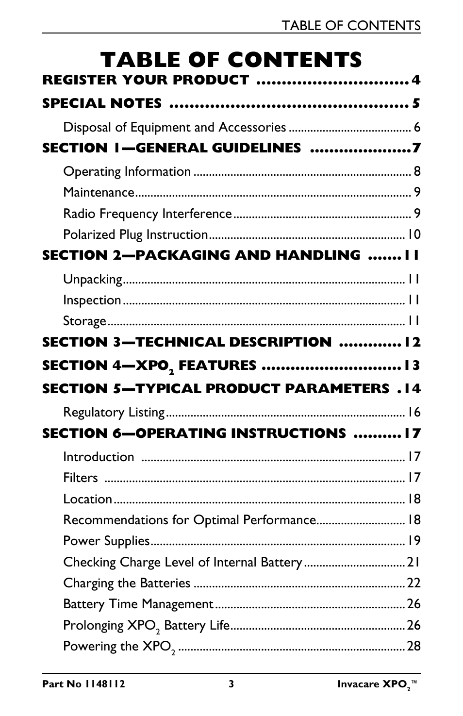 Invacare XPO100 User Manual | Page 3 / 48