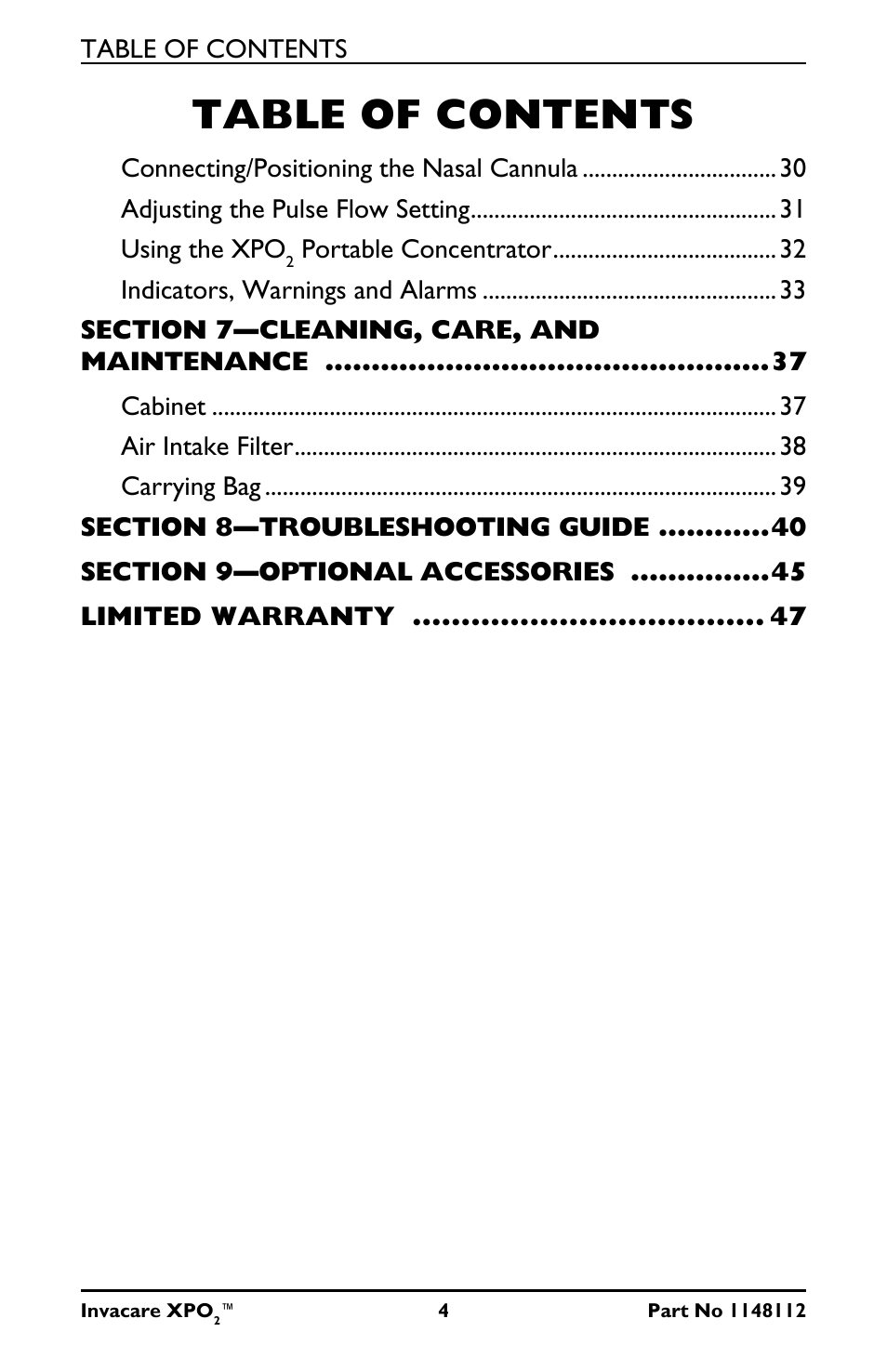 Invacare XPO100 User Manual | Page 4 / 48