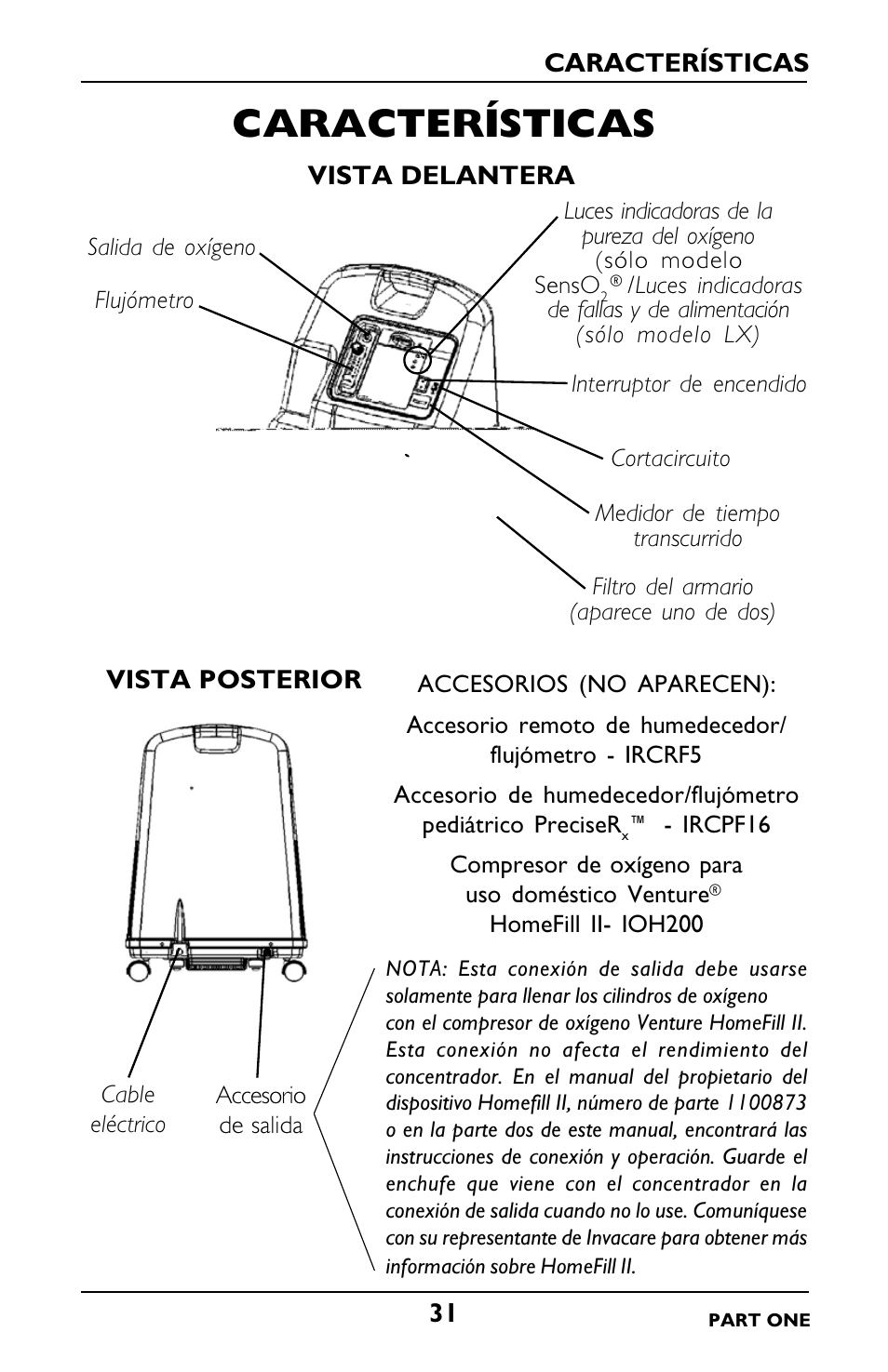 Características | Invacare IRC5LXO2 User Manual | Page 31 / 92