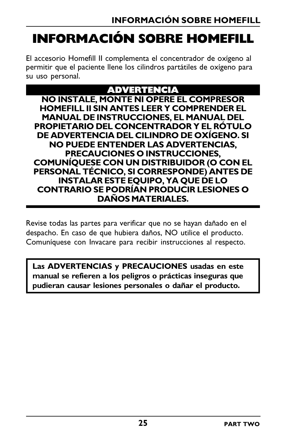 Información sobre homefill | Invacare IRC5LXO2 User Manual | Page 73 / 92