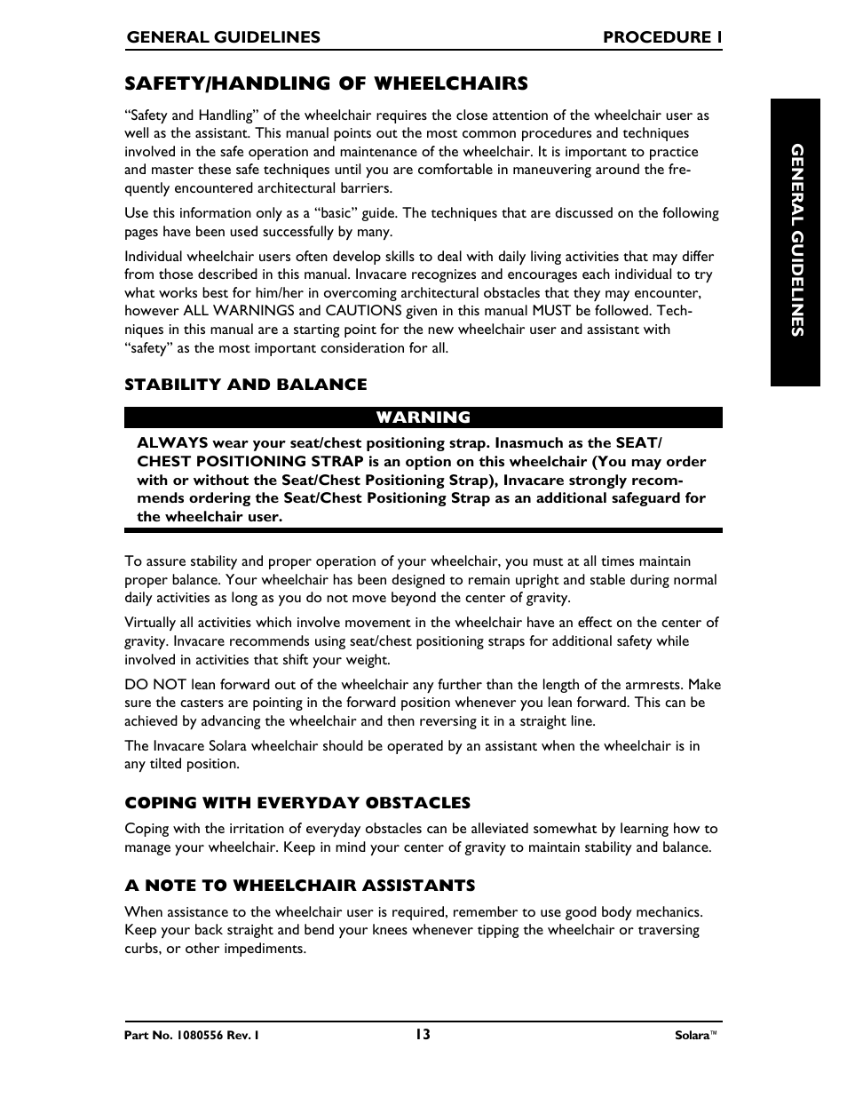 Safety/handling of wheelchairs | Invacare 1080556 User Manual | Page 13 / 80