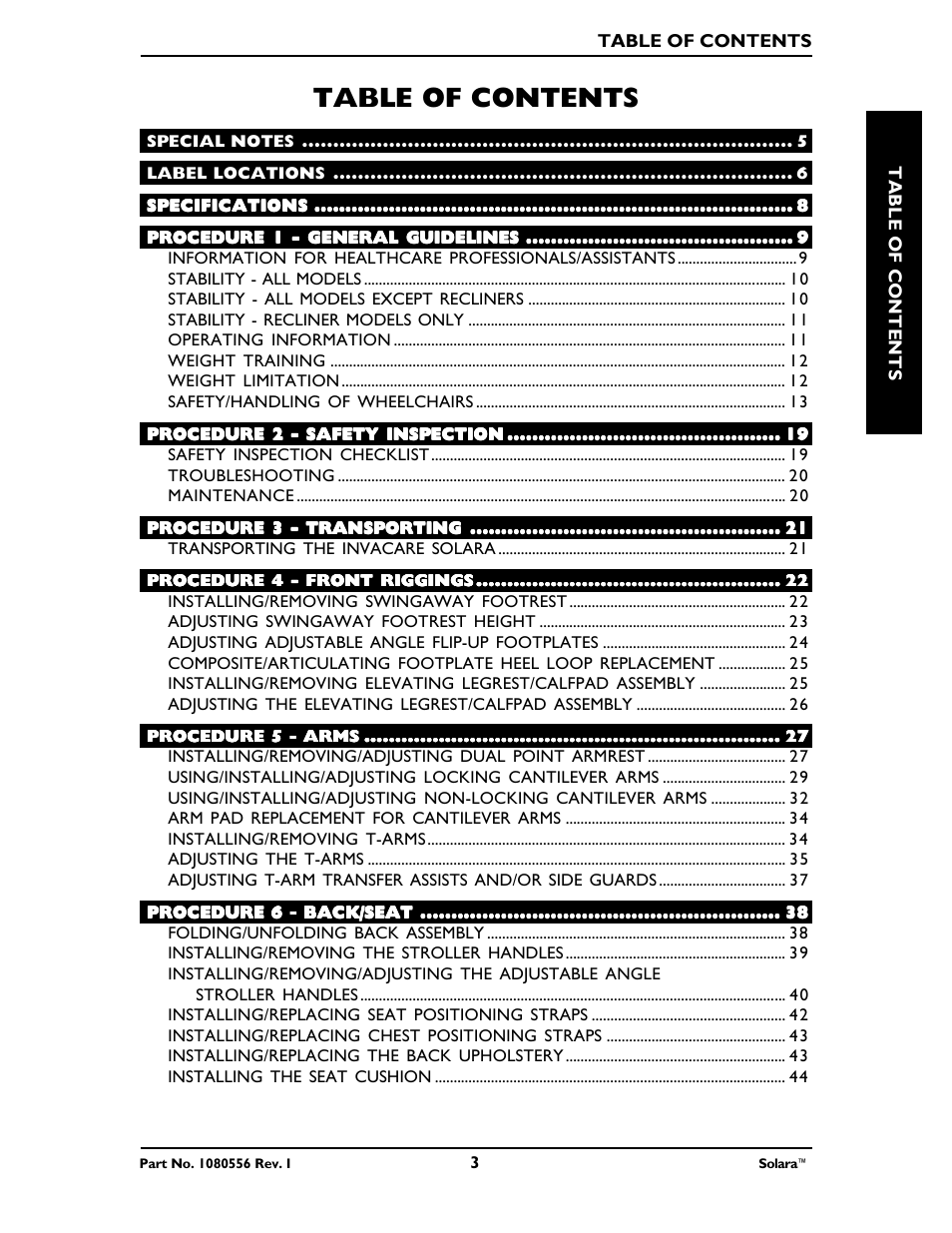 Invacare 1080556 User Manual | Page 3 / 80