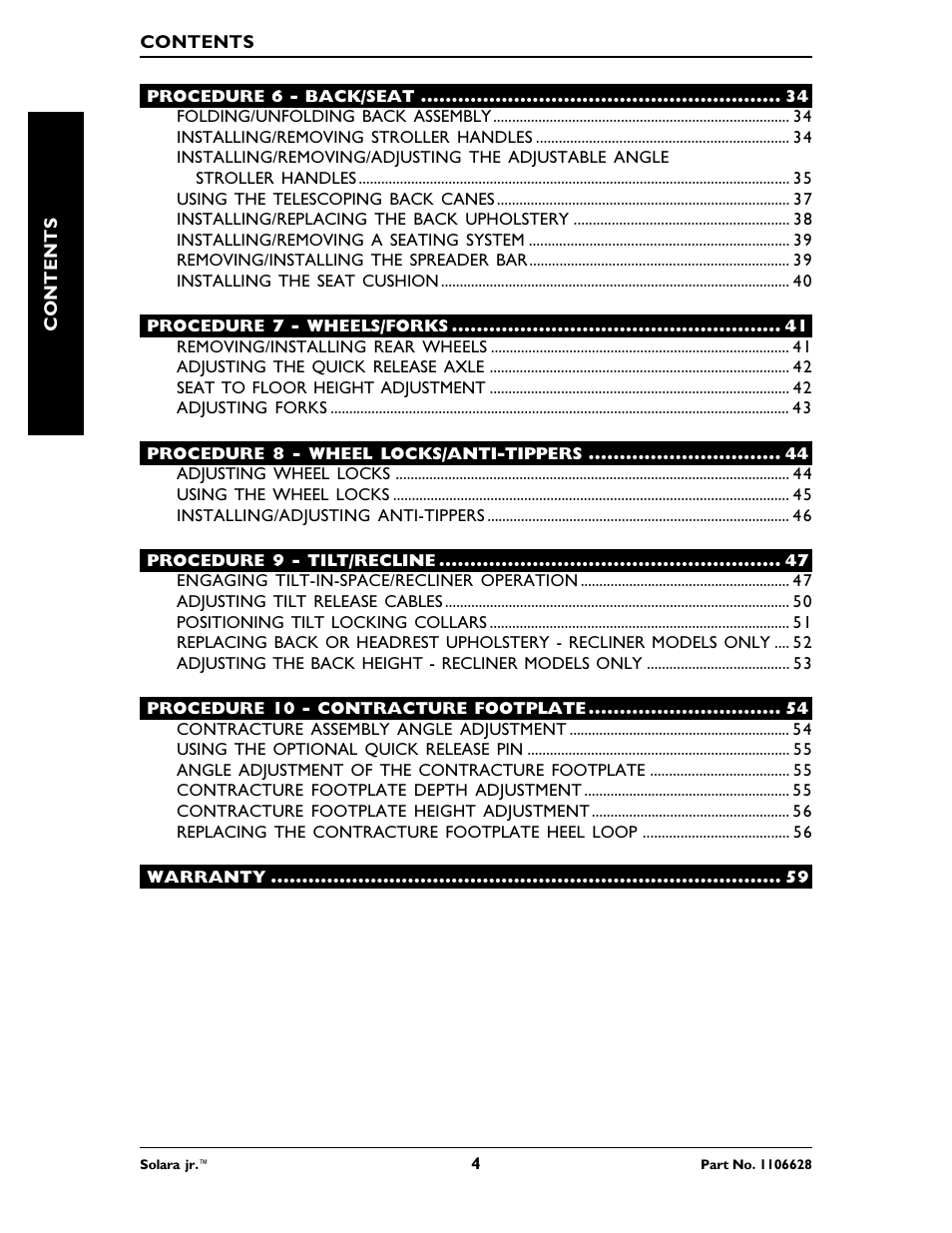 Invacare Solara Jr. 1106628 User Manual | Page 4 / 60