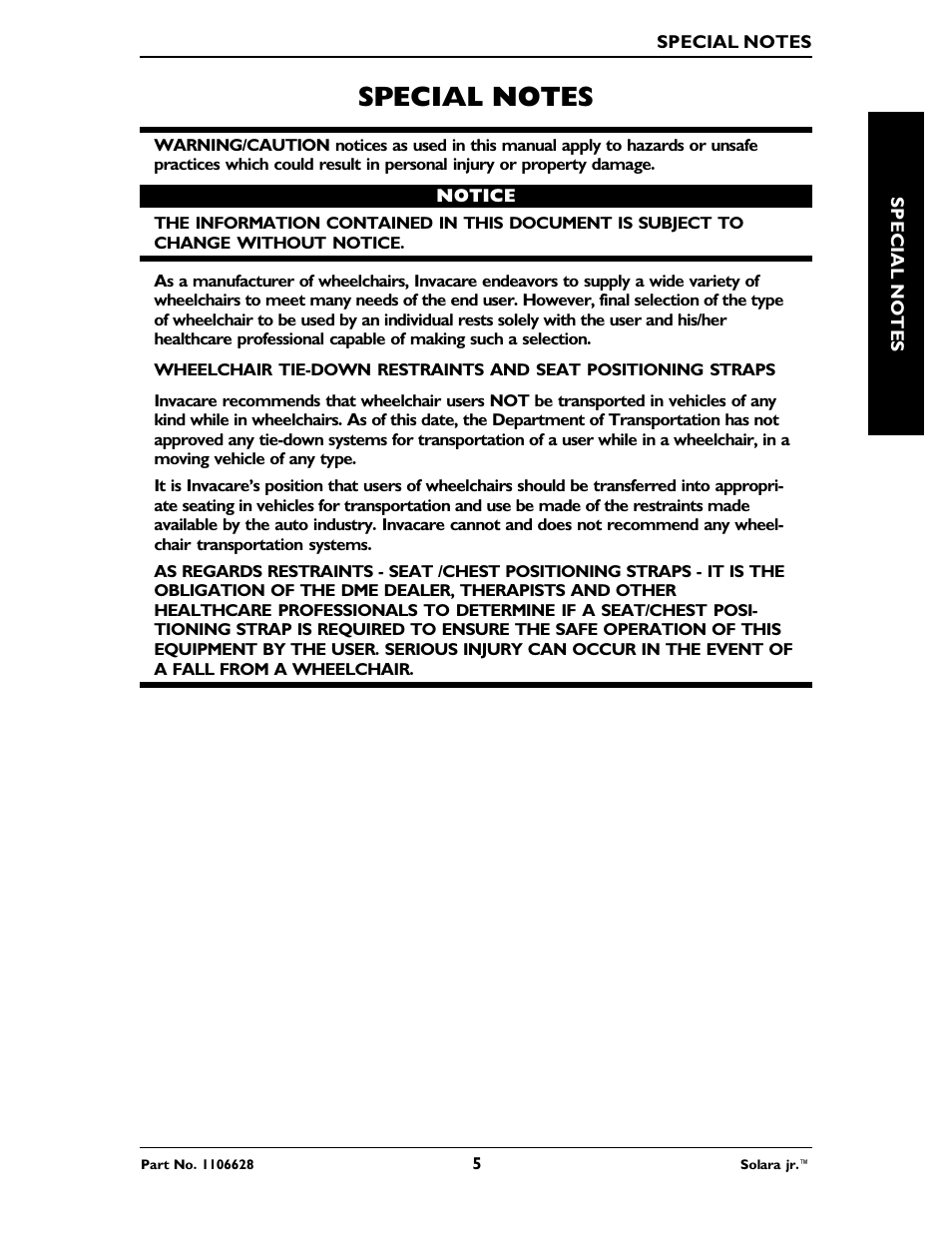Invacare Solara Jr. 1106628 User Manual | Page 5 / 60