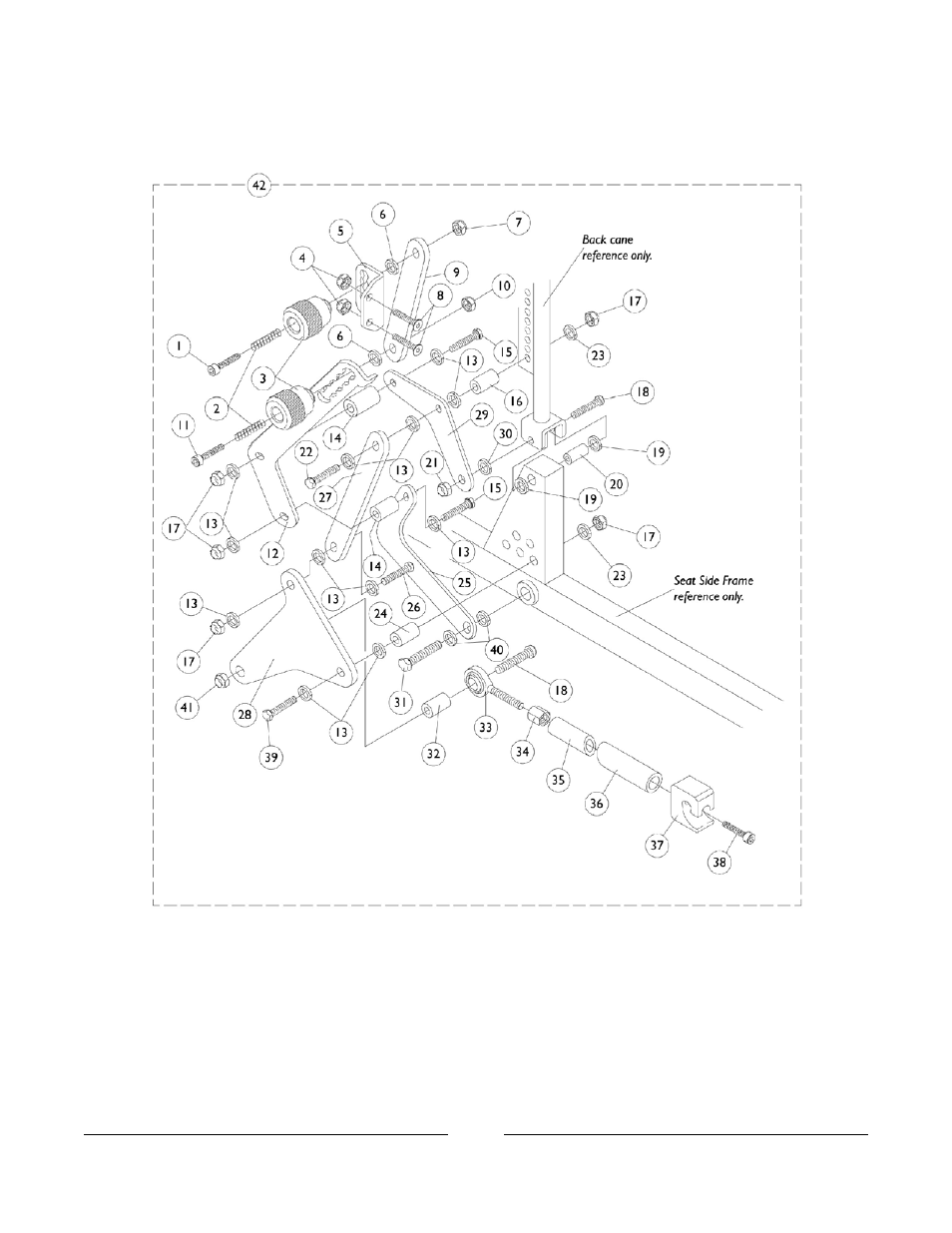 Mechanical legrest actuator linkage w/ m.s.r | Invacare Basic Tilt User Manual | Page 121 / 161