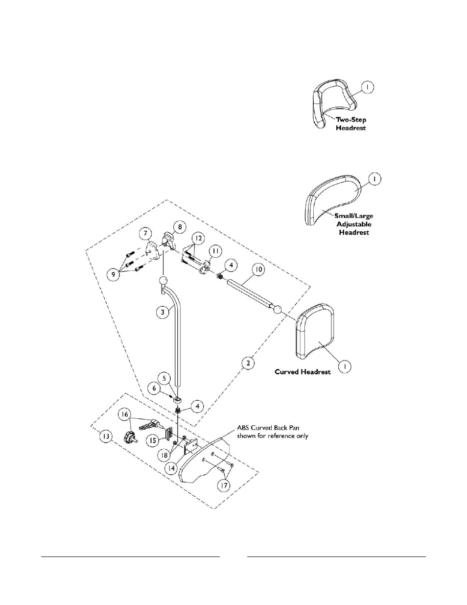 Headrest support assembly | Invacare Basic Tilt User Manual | Page 128 / 161