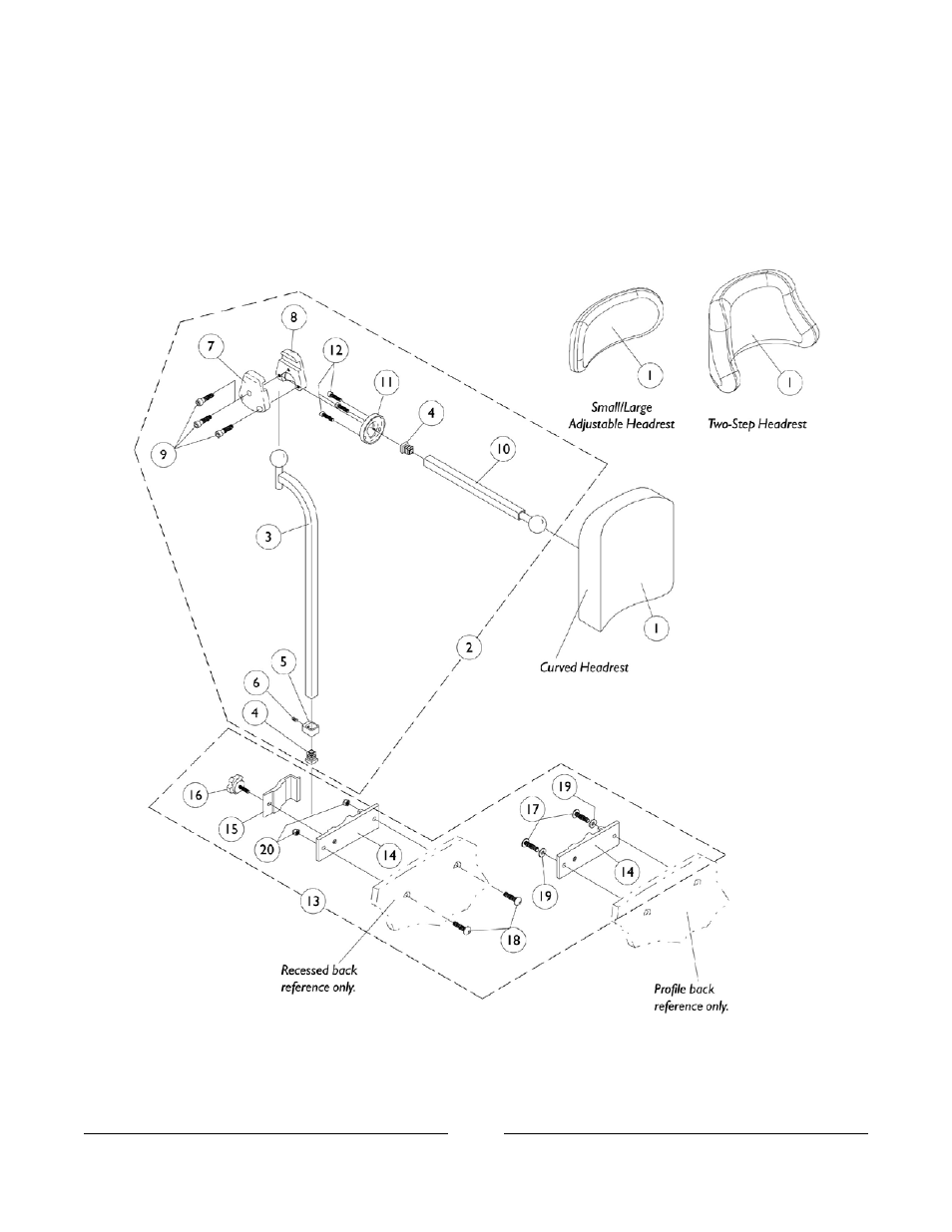 Headrest assembly | Invacare Basic Tilt User Manual | Page 130 / 161