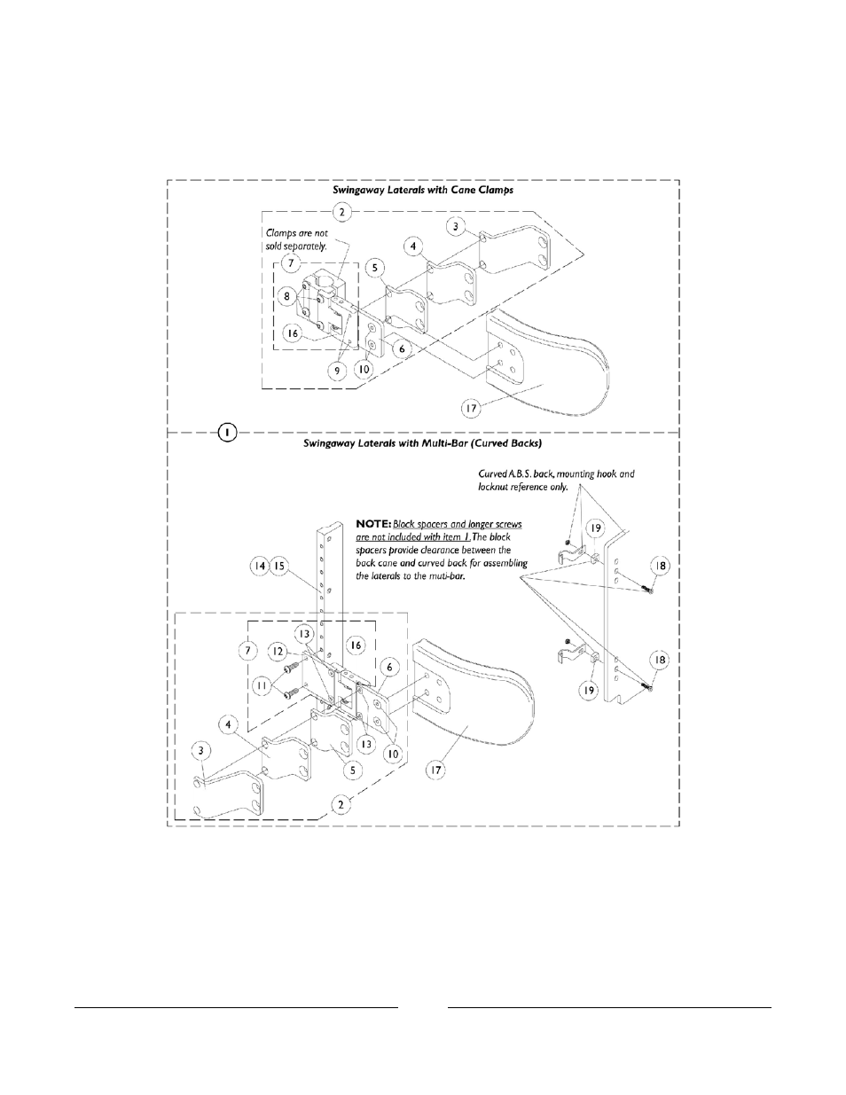 Lateral support assembly | Invacare Basic Tilt User Manual | Page 138 / 161