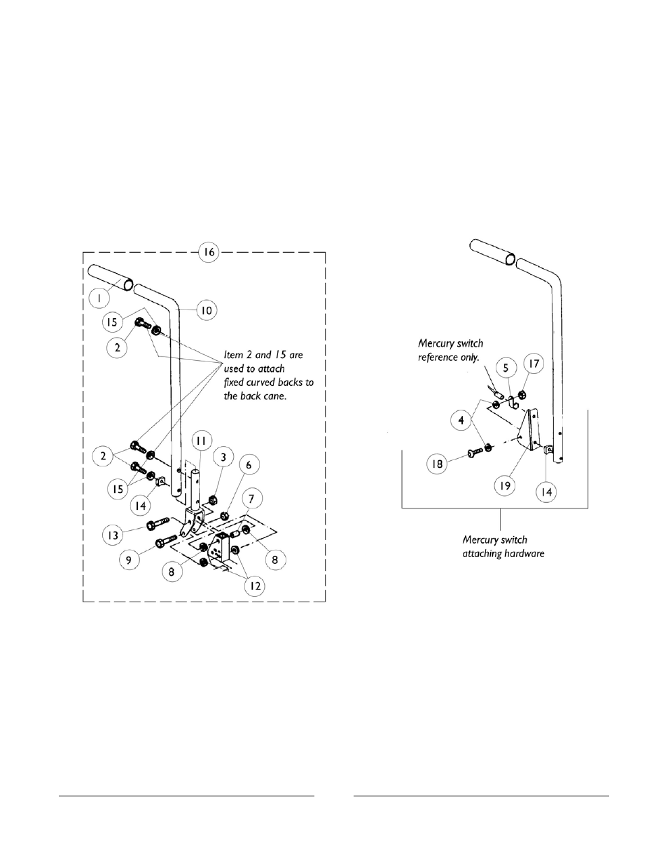 Back cane assembly | Invacare Basic Tilt User Manual | Page 22 / 161