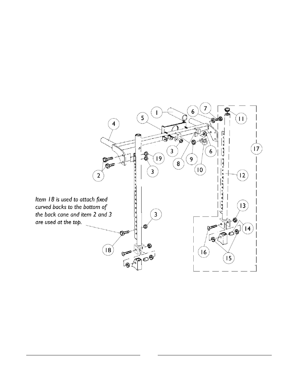 Back cane assembly | Invacare Basic Tilt User Manual | Page 26 / 161