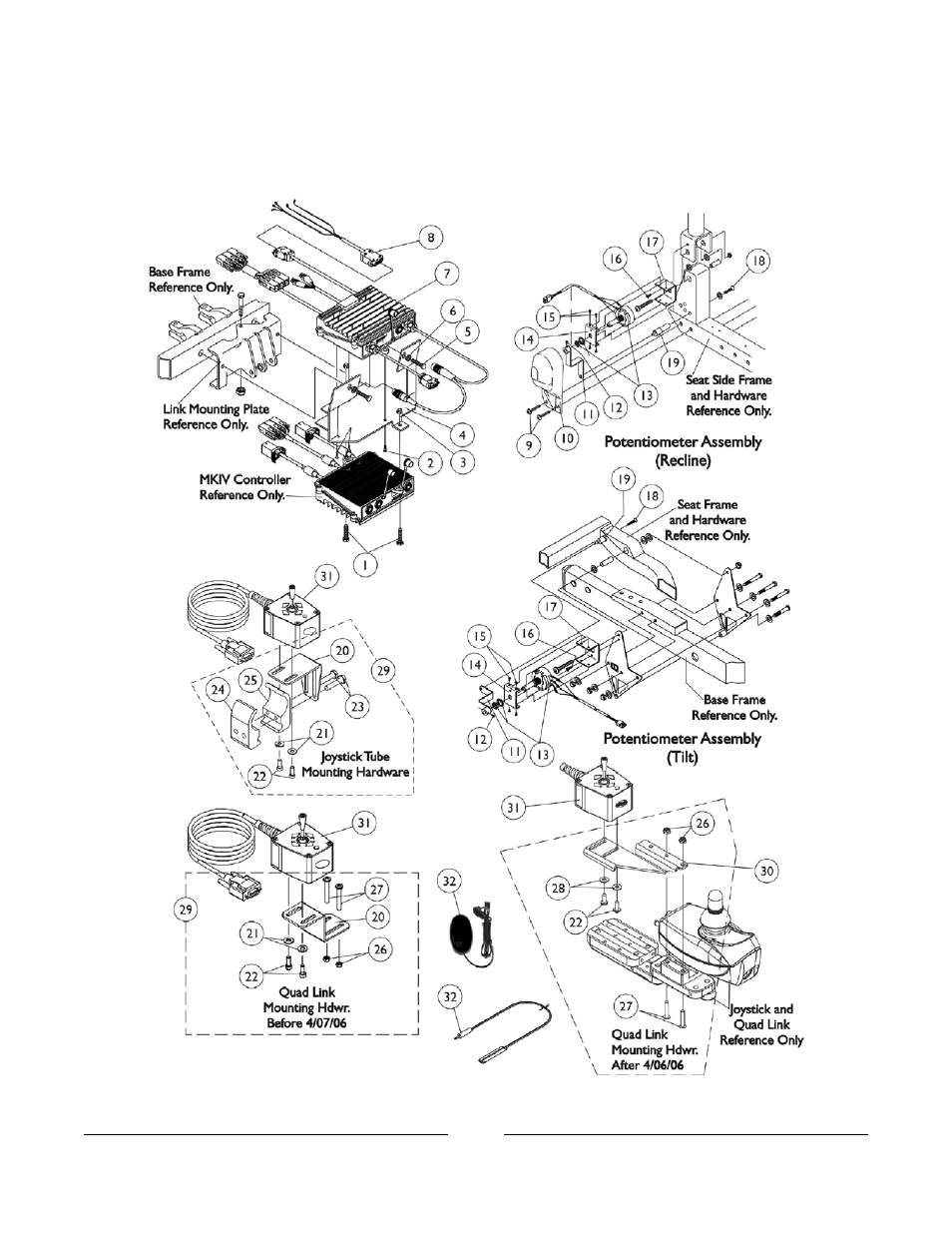 T.r.c.m. & 4-way switch, Tilt only or tilt/recline & recline only | Invacare Basic Tilt User Manual | Page 90 / 161