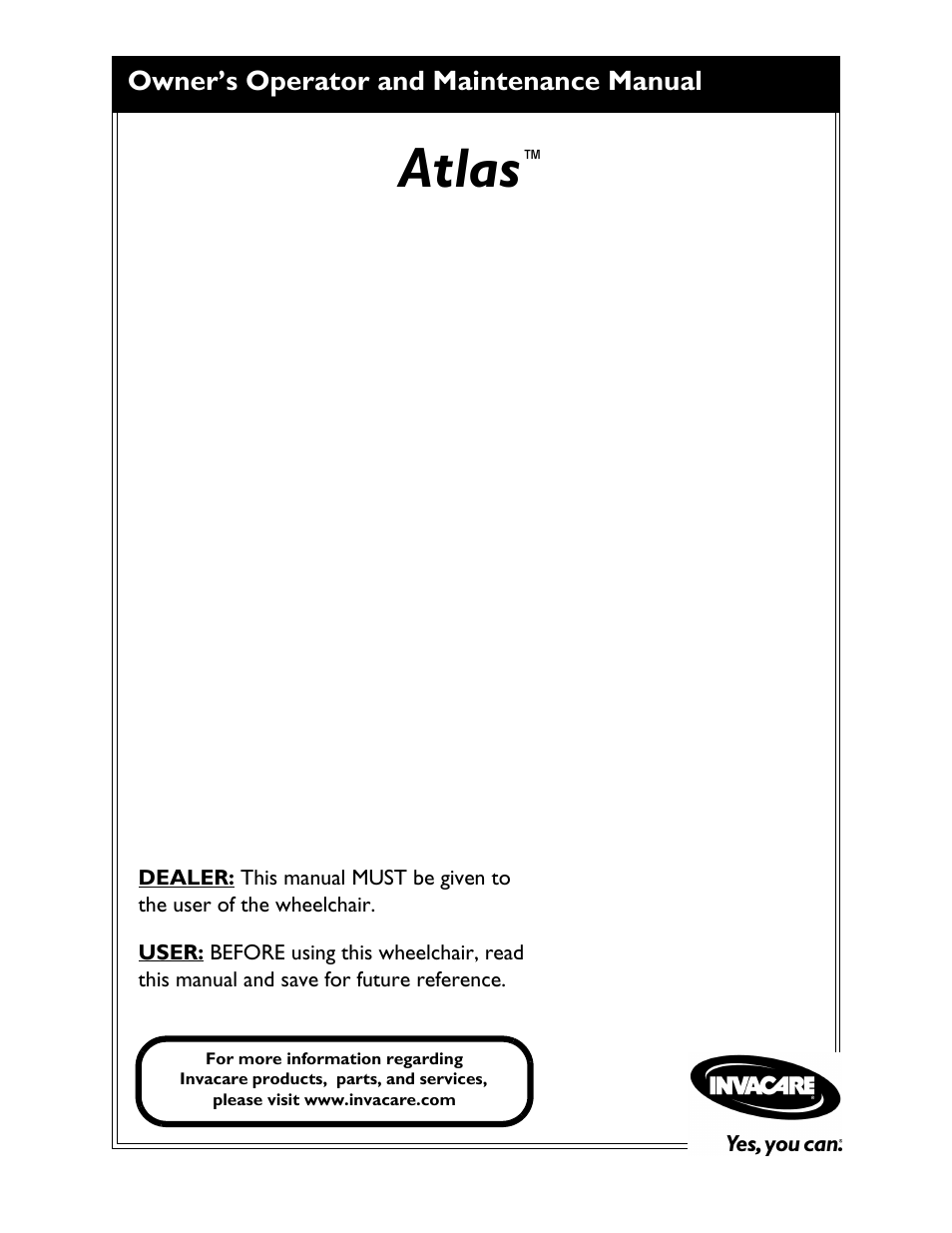 Invacare Wheelchair Atlas User Manual | 32 pages