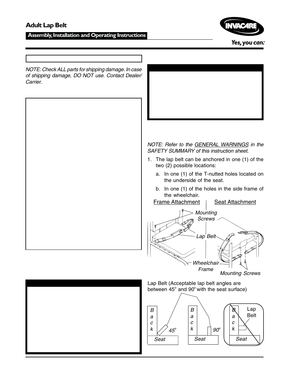 Invacare Adult Lap Belt User Manual | 4 pages