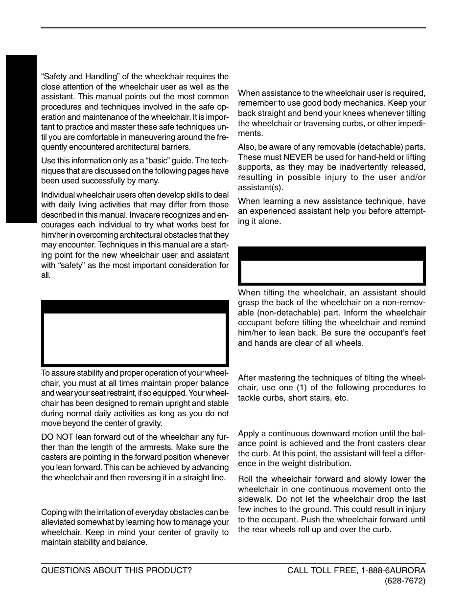 Safety/handling of wheelchairs | Invacare Lightweight Aluminum Wheelchair User Manual | Page 6 / 24