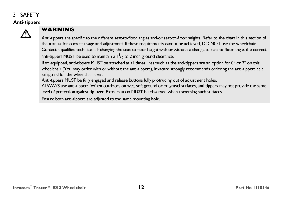 Invacare TRACER EX2 User Manual | Page 12 / 64