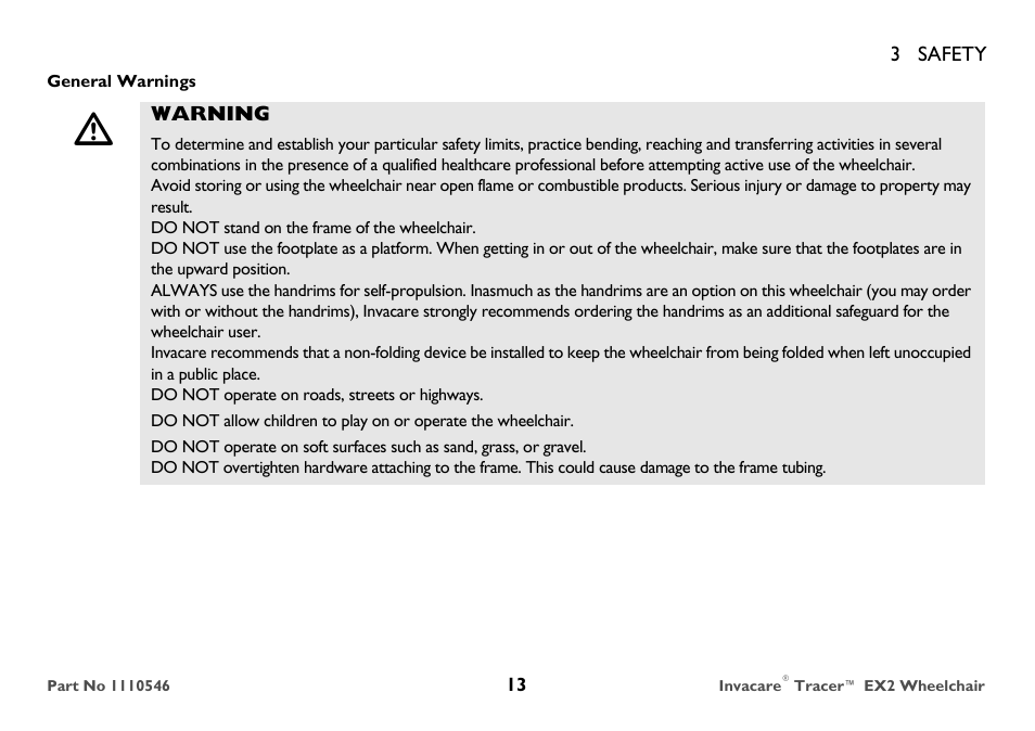 Invacare TRACER EX2 User Manual | Page 13 / 64