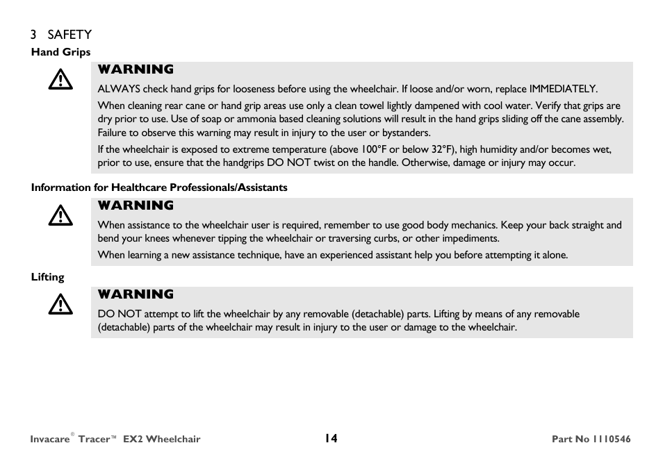Invacare TRACER EX2 User Manual | Page 14 / 64