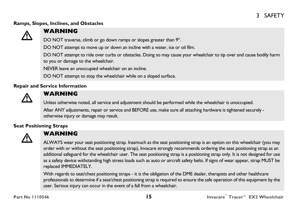 Invacare TRACER EX2 User Manual | Page 15 / 64