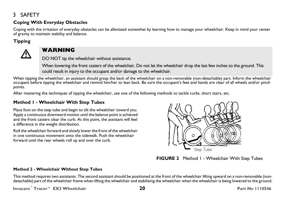 3 safety, Warning | Invacare TRACER EX2 User Manual | Page 20 / 64