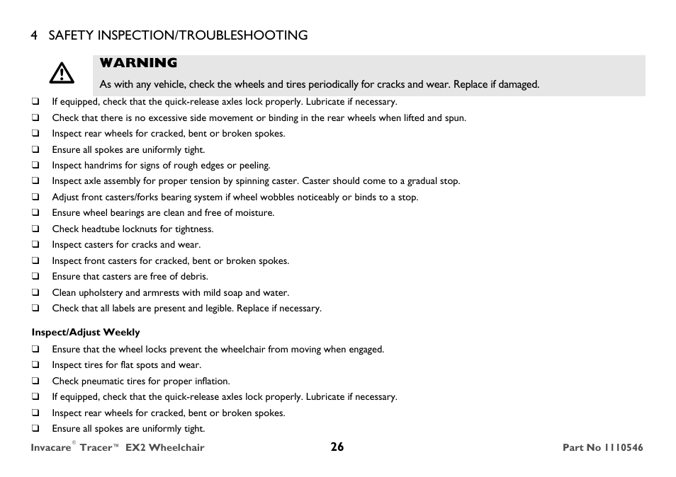 Invacare TRACER EX2 User Manual | Page 26 / 64