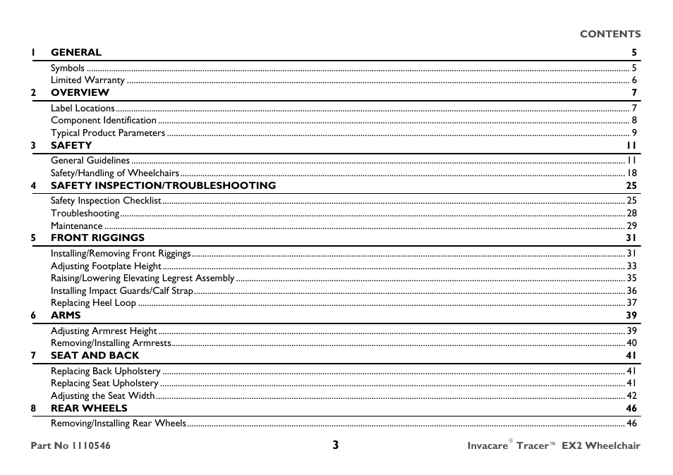 Invacare TRACER EX2 User Manual | Page 3 / 64