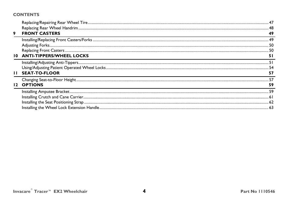 Invacare TRACER EX2 User Manual | Page 4 / 64