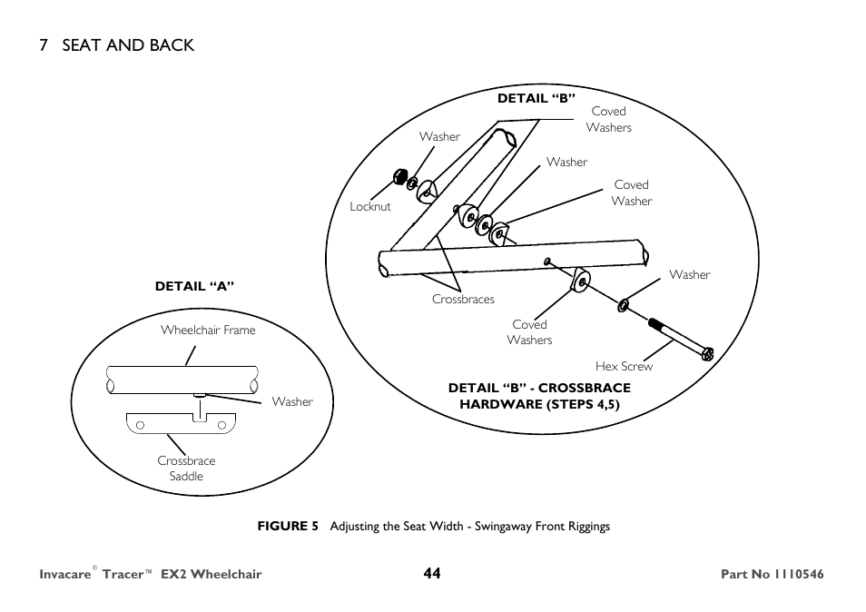 7 seat and back | Invacare TRACER EX2 User Manual | Page 44 / 64