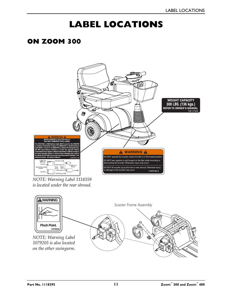 Label locations, On zoom 300 | Invacare 300 User Manual | Page 11 / 72
