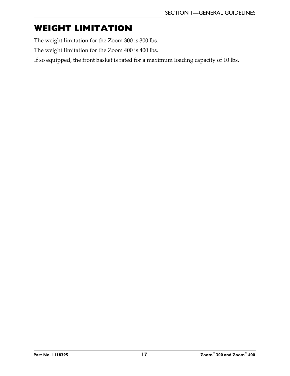 Weight limitation | Invacare 300 User Manual | Page 17 / 72