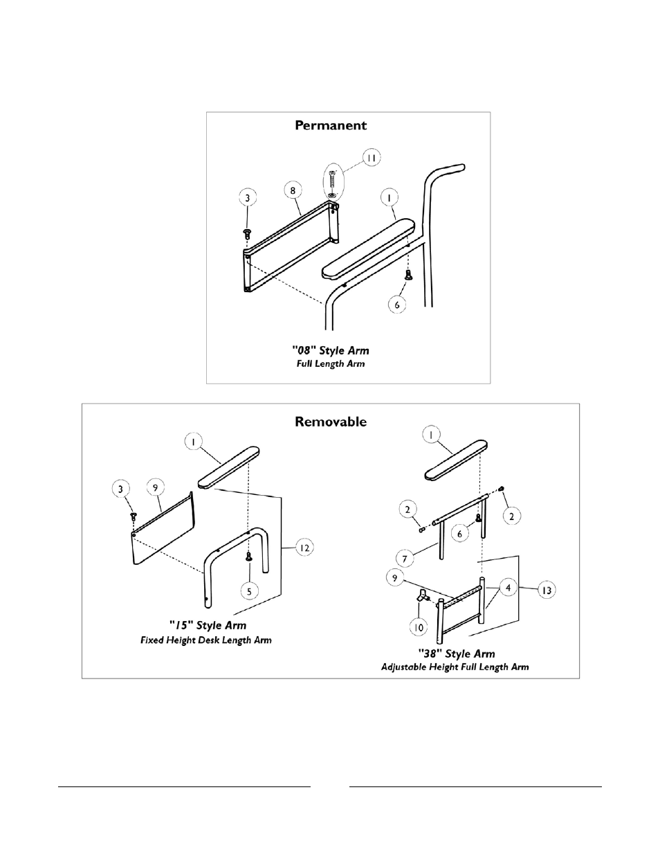 Permanent and removable arms | Invacare 3000 User Manual | Page 19 / 73