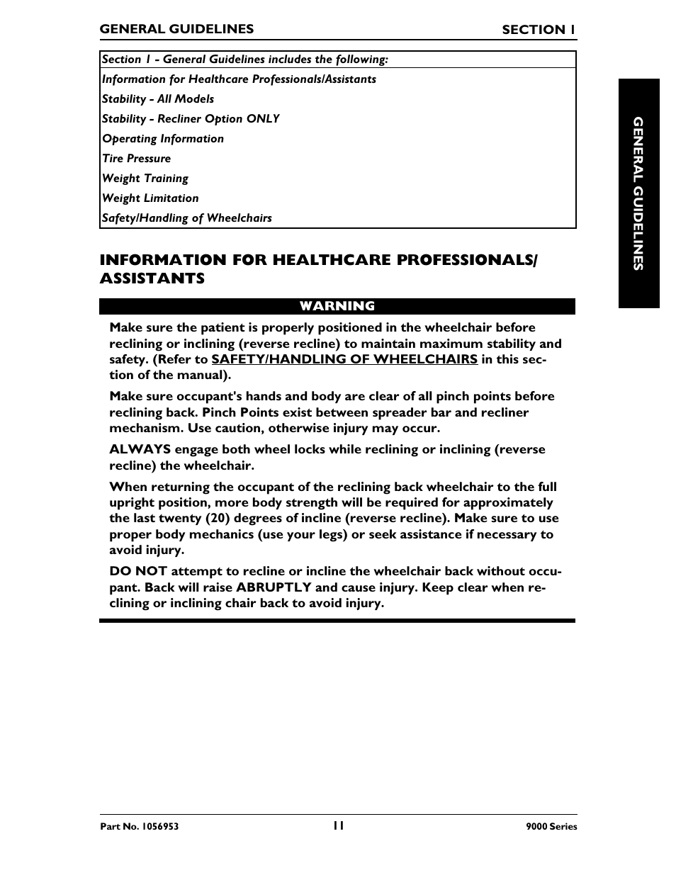 Invacare 9000 SL User Manual | Page 11 / 68