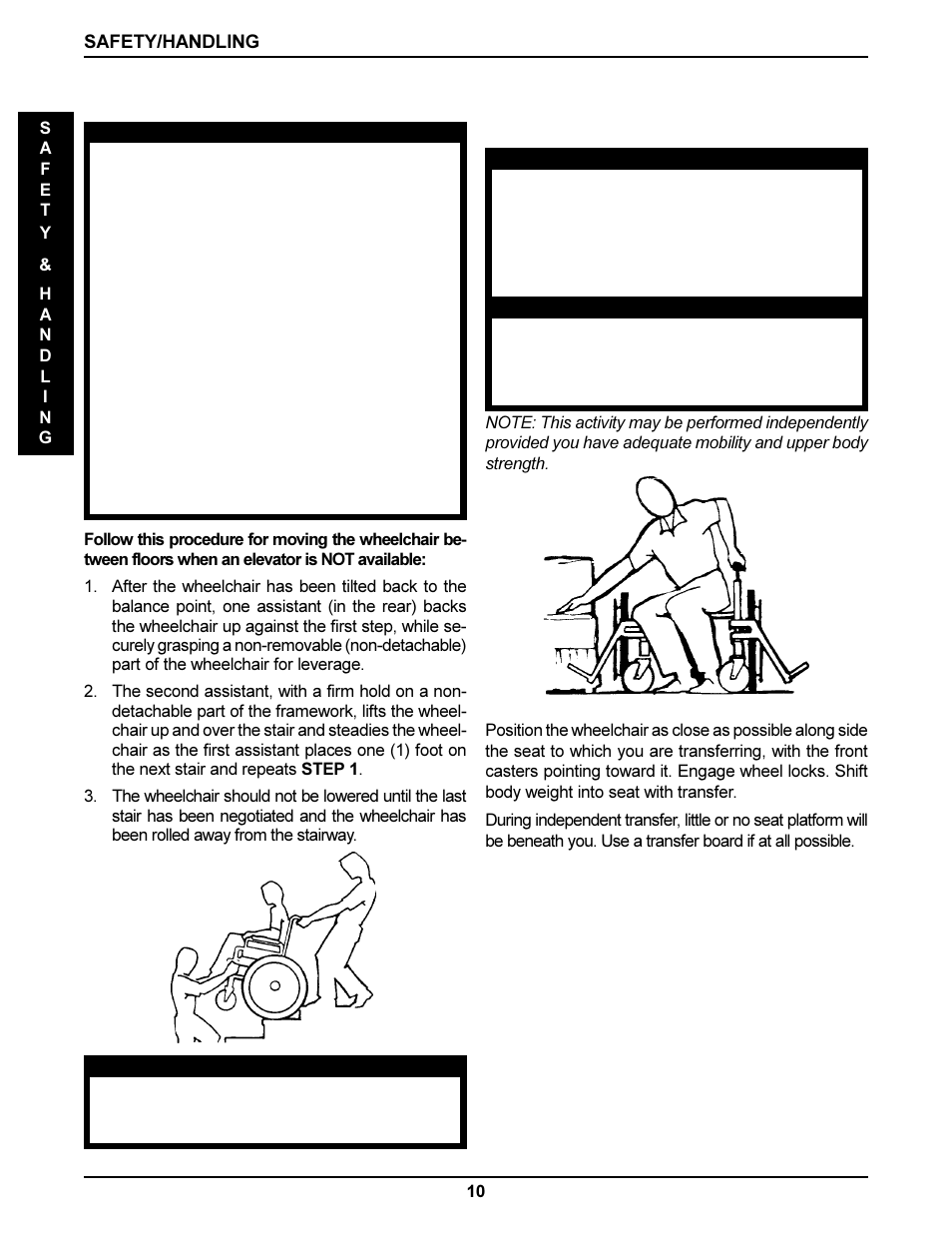 Transferring to and from other seats, Stairways | Invacare DLX User Manual | Page 10 / 40