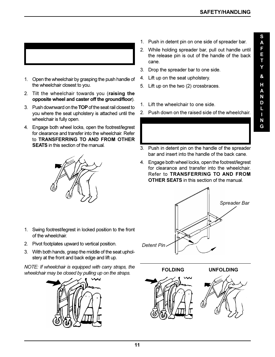 Folding and unfolding the wheelchair | Invacare DLX User Manual | Page 11 / 40