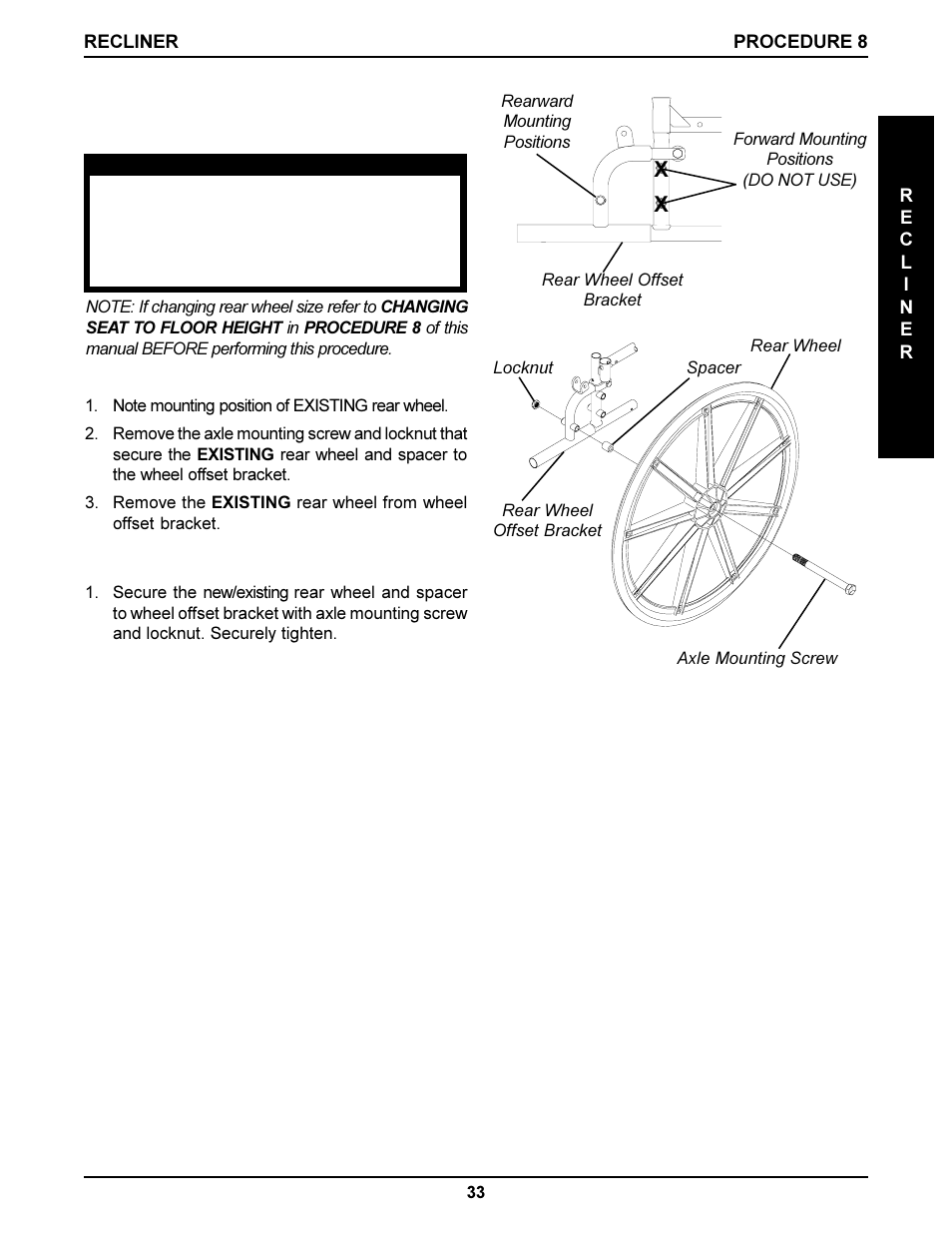 Removing/installing the rear wheels (figure 5) | Invacare DLX User Manual | Page 33 / 40