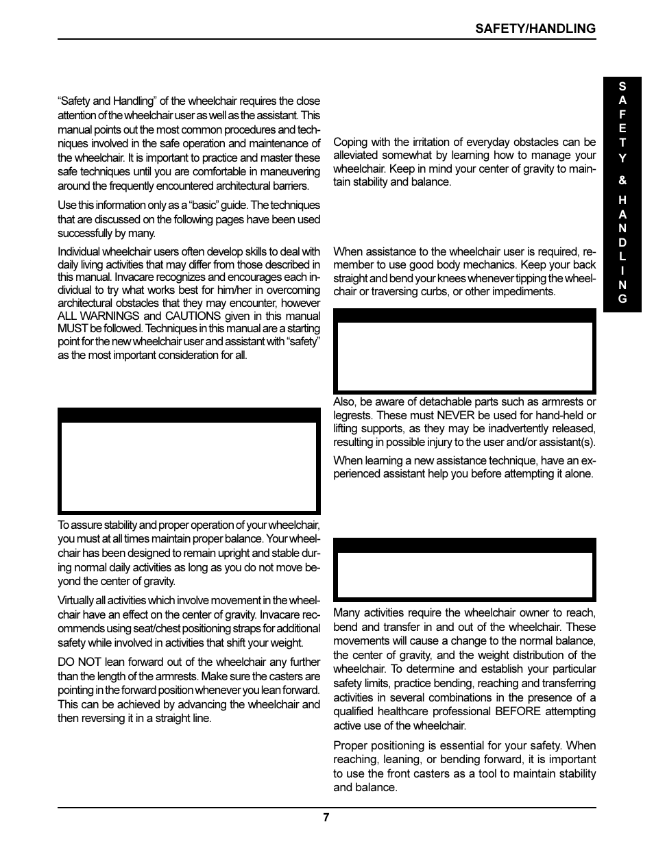 Safety/handling of wheelchairs, Stability and balance, Coping with everyday obstacles | Percentage of weight distribution | Invacare DLX User Manual | Page 7 / 40