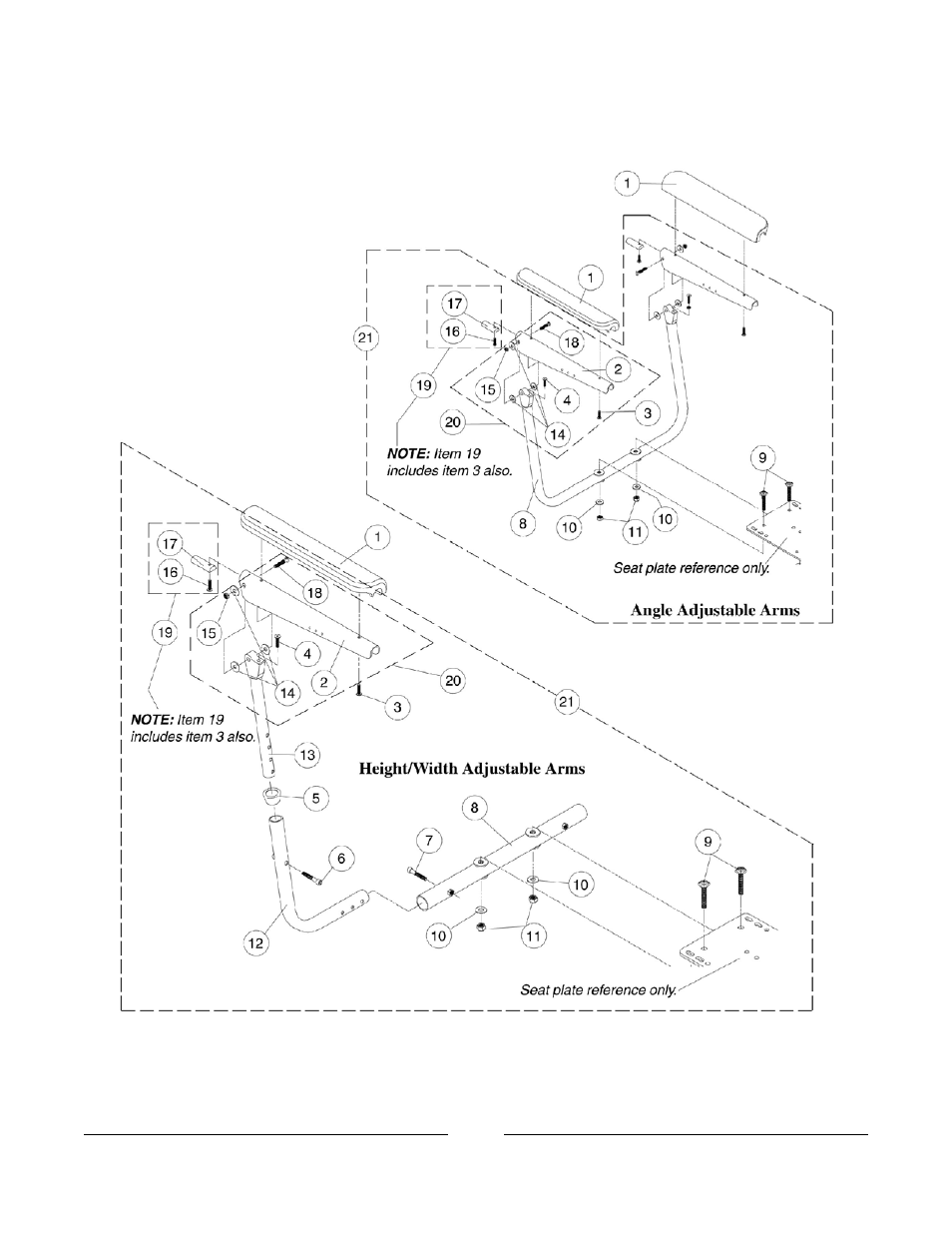 Arm assemblies | Invacare Discontinued 1/00 User Manual | Page 23 / 29