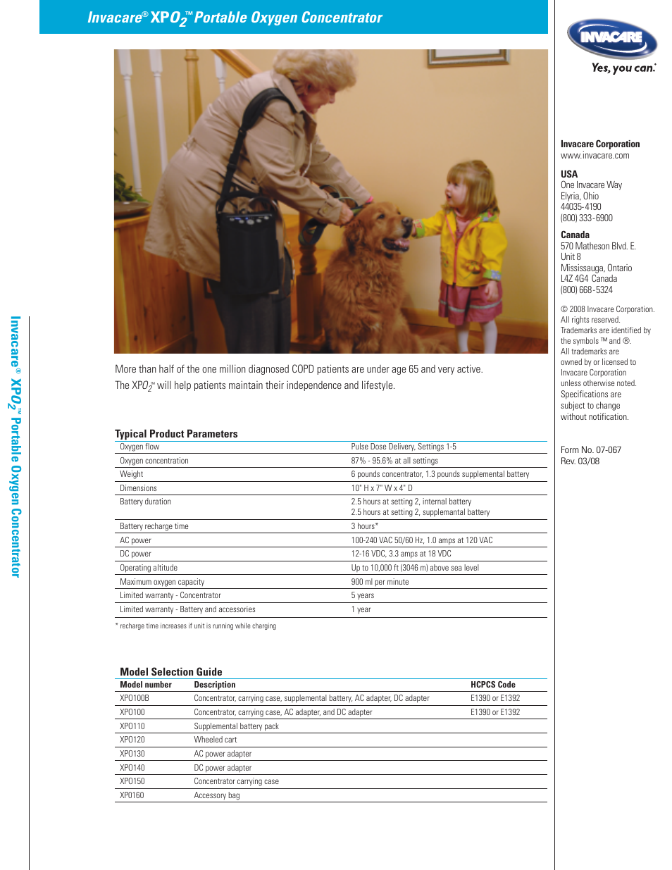 Invacare, Portable oxygen concentrator | Invacare XPO2 User Manual | Page 4 / 4