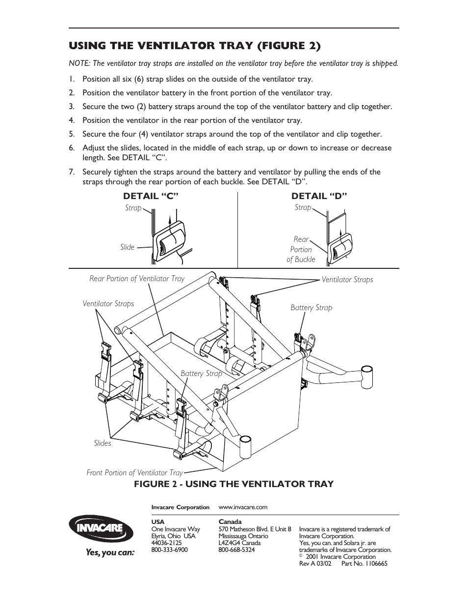 Using the ventilator tray (figure 2) | Invacare Solara Jr 1108526 User Manual | Page 4 / 4