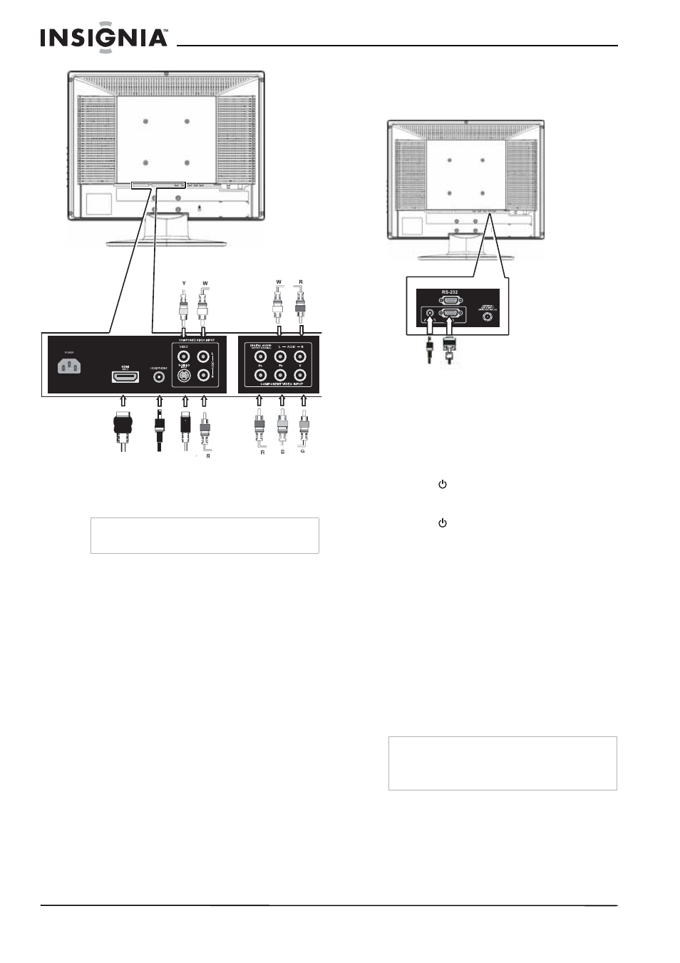 Conexión a una computadora, Para conectar una computadora, Uso de su televisor | Encendido y apagado de su televisor, Para encender y apagar su televisor, Selección de la fuente de la señal de tv, Para seleccionar la fuente de la señal de tv | Insignia NS-lcd19 User Manual | Page 38 / 50