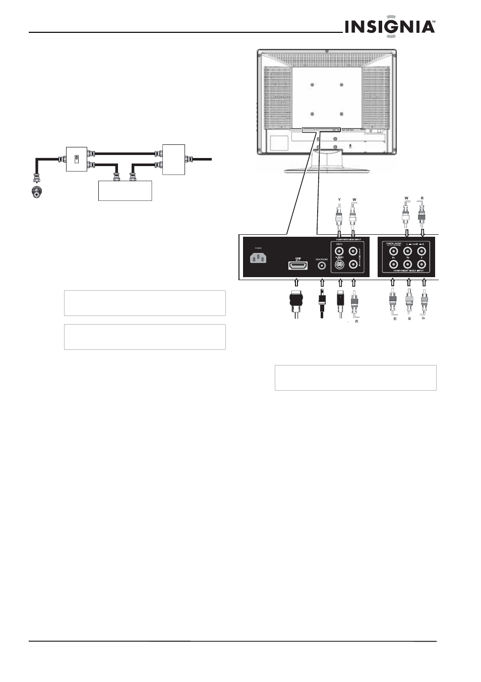 Connecting to an external signal source, To connect an external signal source, Connecting a computer | To connect a computer | Insignia NS-lcd19 User Manual | Page 7 / 50
